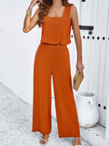 Taooba- Orange Two Piece Sleeveless Top and Loose Pants Set