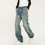 RTK (W) Taooba. 1535 BLUE INDUSTRIAL DENIM WIDE STRAIGHT DENIM JEANS