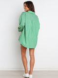 Taooba- Green Striped Long Sleeves and Shorts Set