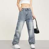 RTK (W) Taooba. 1489 RECONSTRUCTED BLUE SLIM STRAIGHT DENIM JEANS