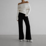 fall outfits 2024 Women's Sweater  Autumn and Winter Style Long-Sleeved Knitted Bottoming Shirt off-Shoulder Sexy Slim-Fit off-Shoulder Top