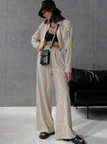 Taooba- Fashionable Wrinkled Design Long-Sleeve Trouser Casual Suit