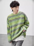 Taooba sweaters Mohair Knitted Men's Coat Winter Top Long Sleeve Couple Wear Lazy Style Loose Sweater Men's Gradient Sweater