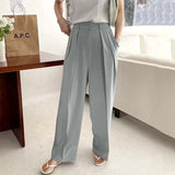 fall latina outfits 2024 Spring and Summer Niche Temperament High Waist Pleated Design Loose Casual Draping Straight Wide Leg Suit Pants Trousers for Women