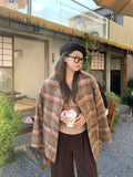 womens sweater plus Size Women's Maillard Plaid Mohair Cardigan Autumn and Winter New Retro Knitwear Sweater V-neck Thin Coat