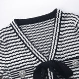 Taooba tyler the creator outfits Fashionable Black and White Striped Knitted Dress Women's Spring Elegant Slimming Sheath Skirt