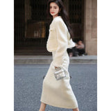 2000s fashion Autumn and Winter New French Style Suit Long Sleeve Cardigan Coat High Waist Skirt Fashion Women's Two-Piece Set