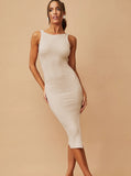 Taooba- Sexy Apricot Sleeveless Bodycon Hip Dress