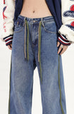 RTK (W) Taooba. 1819 DRAWSTRING WIDE STRAIGHT DRAPE DENIM JEANS