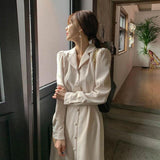 trending fall outfits 2024 Spring and Autumn Dress Tight Waist Suit Collar Slimming Elegant Long Sleeve Fishtail Dress 