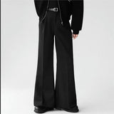 older mens fashion Micro Horn Black Suit Pants Men's Loose Straight Wide Leg Long Pants Draping Casual Pants Suit