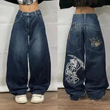 Taooba 90s streetwear 2024 New Popular Print Women's Jeans Street Y2K Harajuku