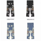 casual outfits American High Street Ripped Heavy-Duty Embroidered Jeans Men's and Women's Street Retro Fried Street Versatile Trendy Men's Straight Pants