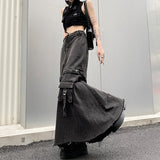 grunge outfits 2024 New Heavy Industry American Hot Girl Draping Detachable Two-Sided Wear Tooling Pocket Denim Skirt