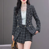 business casual outfits Autumn and Winter New Plaid Long-Sleeved Suit Jacket Women's Skirt Pants Two-Piece Suit Elegant Fashion Temperament Fashion