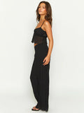 Taooba- Two Piece Black Sleeveless Top and Long Skirt Set