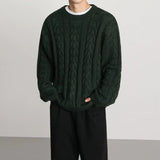 Taooba-10183 DARK GREEN TWIST KNITTED SWEATER