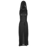 cybergoth dress to impress Style 2024 Autumn New Women's Fashion Trendy Hooded Hollow Backless Sleeveless Slit Dress Dress