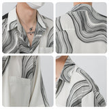 Taooba-9044 V-NECK IRREGULAR LINE SHORT SLEEVE SHIRT