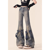 Taooba y2k outfits All-Match Casual Straight Denim Pants Spring and Autumn Girls 2024 New American Retro Distressed Frayed Wide-Leg Pants