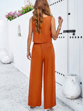 Taooba- Orange Two Piece Sleeveless Top and Loose Pants Set