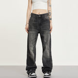 RTK (W) Taooba. 1371 WASHED DARK GRAY WIDE STRAIGHT DENIM JEANS