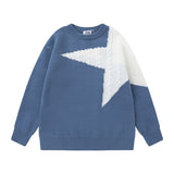 sweater American Retro Five-Pointed Star round Neck Sweater Street Design Youth Men and Women Loose Couple Sweater