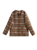 Taooba womens sweater plus Size Women's Maillard Plaid Mohair Cardigan Autumn and Winter New Retro Knitwear Sweater V-neck Thin Coat