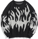 y2k outfits Winter New High Street Street Casual Contrast Color Loose Knitted Sweater Top Men's Sweater