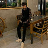 man outfits  Autumn New Plaid Shirt Men's Long-Sleeved Korean Style Trendy Loose Shirt Casual Shirt All-Matching Coat