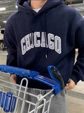 Taooba-5421 DARK BLUE CHICAGO LETTERED HOODIE