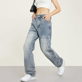 RTK (W) Taooba. 1489 RECONSTRUCTED BLUE SLIM STRAIGHT DENIM JEANS