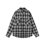 men’s style American Retro Gradient Plaid Shirt Men's Spring and Autumn Hong Kong Style Casual Couple Long Sleeve Shirt Loose Workwear Jacket