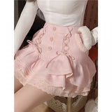 y2k outfits Limo Snow Elf Winter Soft Glutinous Plush Lace-up Wool Cake Skirt Skirt New