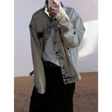 street fashion men streetwear Spring and Autumn American Washed Rice Apricot Denim Coat Men's and Women's Loose Lapel Couple Jacket Casual