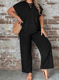 Taooba- Two Piece Plus Size Short Sleeve Sexy Wide Leg Pants