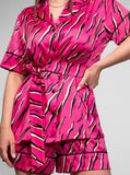 Taooba- Spring Rose Red Printed Cardigan Pajamas Two Piece