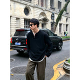 men fall outfits Fake Two-Piece Henry Collar Long-Sleeved T-shirt Men's Fashion Brand Spring and Autumn Heavy Oversize Top Undershirt