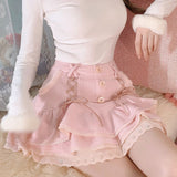 y2k outfits Sweet Cute Girl Skirt Summer Lace Niche Slimming Lace Knitted Cake Skirt