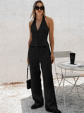 Taooba- Hot V-Neck Sleeveless Backless Versatile Two-Piece Suit for Women