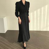 trending fall outfits 2024 Spring and Autumn Dress Tight Waist Suit Collar Slimming Elegant Long Sleeve Fishtail Dress 