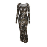 Taooba Rowena Leopard Print Long Dress