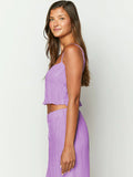 Taooba- Two Piece Purple Sleeveless Top and Long Skirt Set