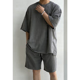 Taooba-9521 DARK GRAY HALF SLEEVE SHIRT & SHORTS