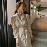 trending fall outfits 2024 Spring and Autumn Dress Tight Waist Suit Collar Slimming Elegant Long Sleeve Fishtail Dress 