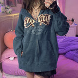 y2k outfits Digital Printing Autumn and Winter Digital Letters Three-Dimensional Embroidered Sweater Coat