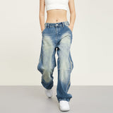 RTK (W) Taooba. 1474 WASHED RETRO BLUE WIDE STRAIGHT DENIM JEANS