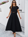 Taooba- Sleeveless Top and Flared Long Skirt Set Suit