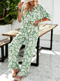 Taooba- Green Printed Button Up Shirt and Pants Set