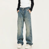 RTK (W) Taooba. 1535 BLUE INDUSTRIAL DENIM WIDE STRAIGHT DENIM JEANS